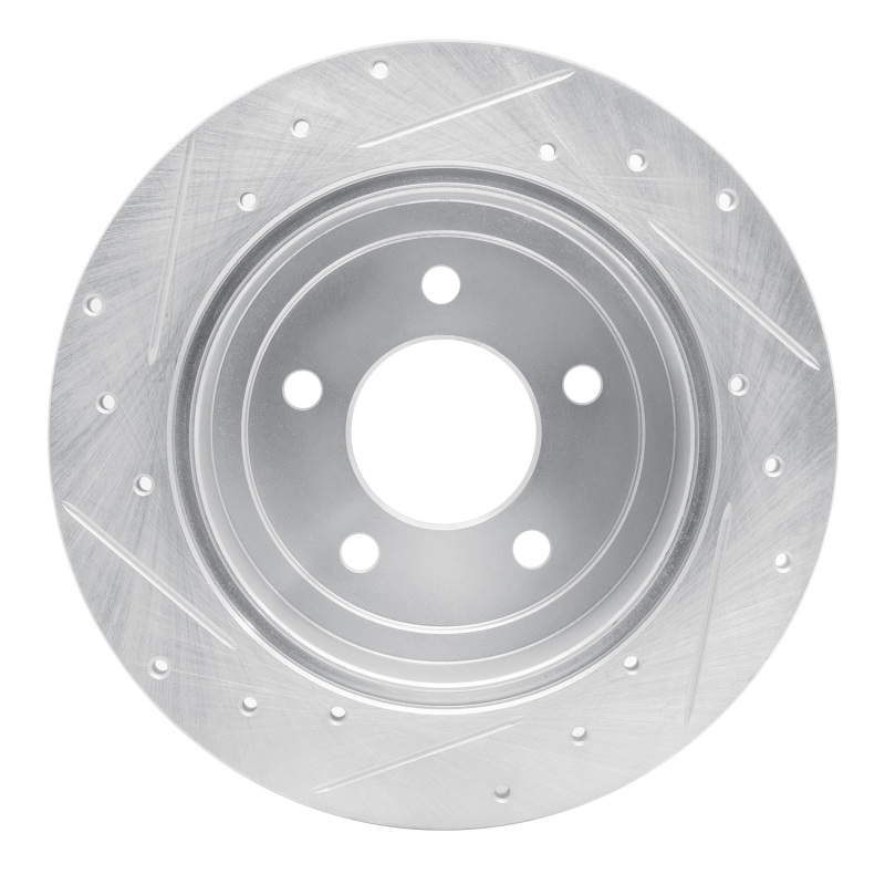 Chrysler Town & Country Brake Rotor (1) - Rear Right - R1 Concepts - Drilled & Slotted - Silver - `97-`07